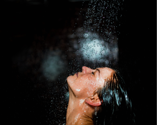 Showerwater comes down on persons head