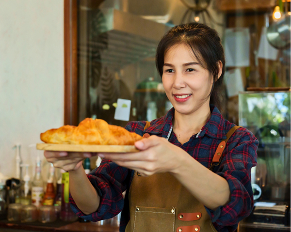 Person serving bread