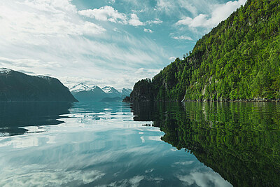 lake and mountains