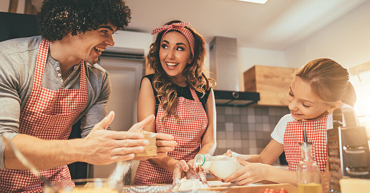 Family in their kitchen