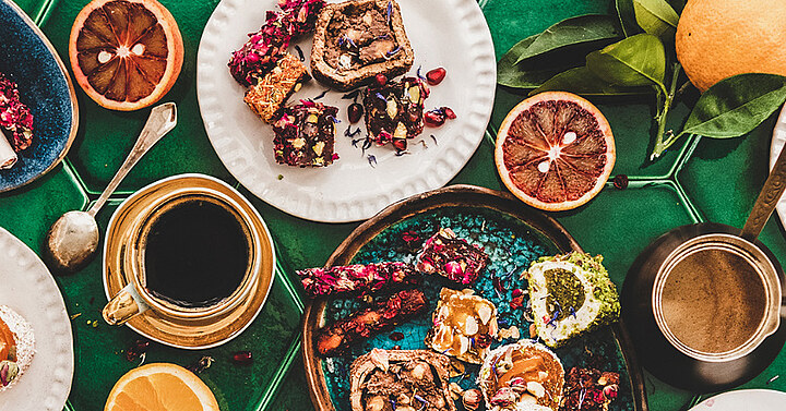 Table set with food