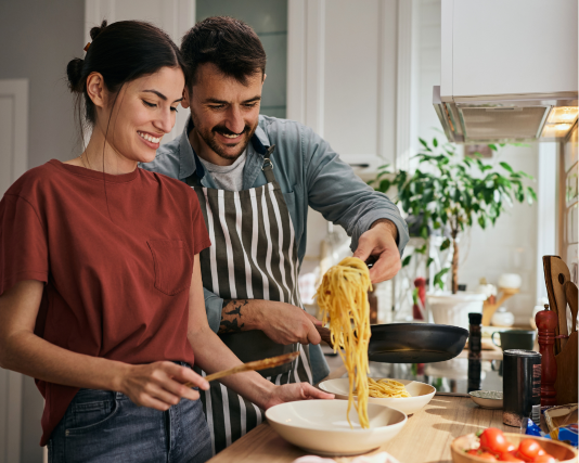 People cooking in a kitchen